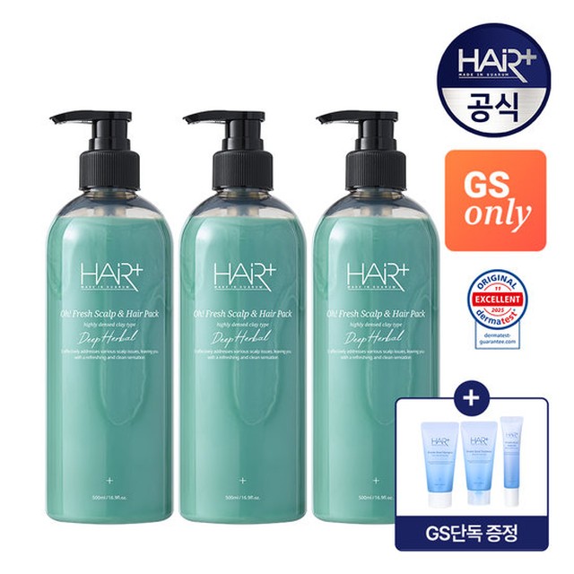 [3+3] 오프레시 딥 허벌 탈모완화 두피케어 헤어팩 500ml 3개