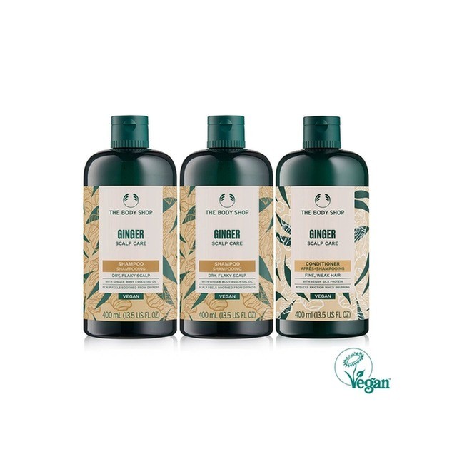 바디샵 [SSG뷰티] [2+1] 진저 스캘프 케어 대용량 샴푸&컨디셔너 400ML 세트 (샴푸2개+컨디셔너1개) (888161) 향수 향수