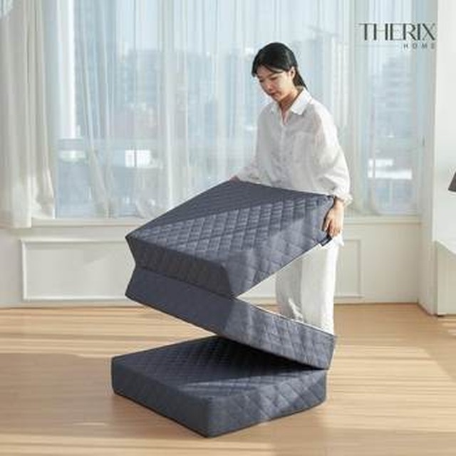 더릭스홈 비밀 3단 접이식 매트리스 토퍼 6cm 10cm 15cm 원룸 바닥 단단한 수면매트 접는 침대 3단 접이식_1.0