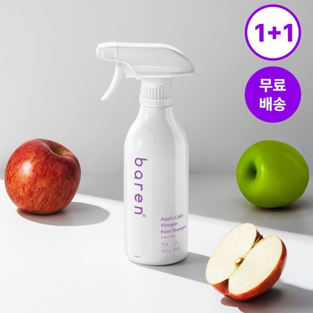 [2개묶음][쿨링풋샴푸] 바렌 발에 사과해 애플 사이다 비니거 풋샴푸 400ml+400ml 발냄새제거 향균99.9%