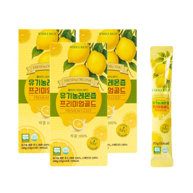 아트박스 POOM 아트박스/기타제조사(상품뒷면참조) 유기농 레몬즙 프리미엄 골드 100% NFC 14포 3박