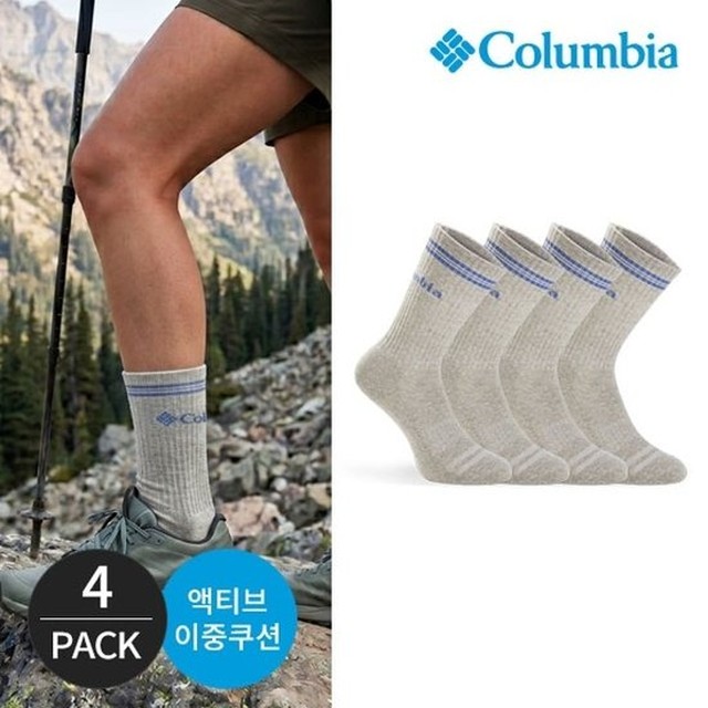 컬럼비아 여성 쿠션 딥로고 등산 장목양말 4P_GY