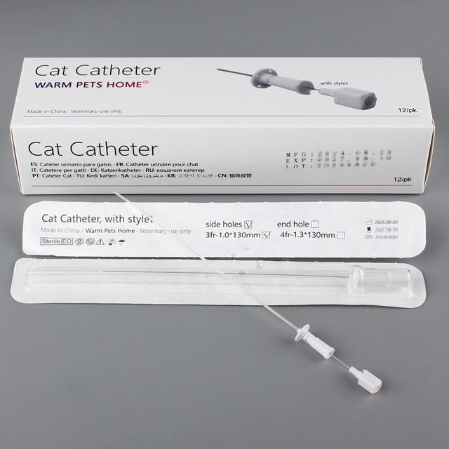 스타일렛 측면 끝 오픈 1.0mm 1.3mm 고양이 요로 카테터 수의학 소모품이있는 12PCS 고양이 카테터