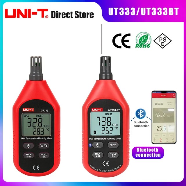 UNI-T UT333 UT333BT 디지털 습도계 온도계 2 in 1 온도 습도 측정기 미니 센서 Bluetooth 온습도계