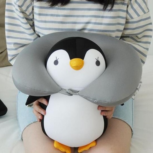 변신 인형 목쿠션 펭귄 목베개 여행용 기내용