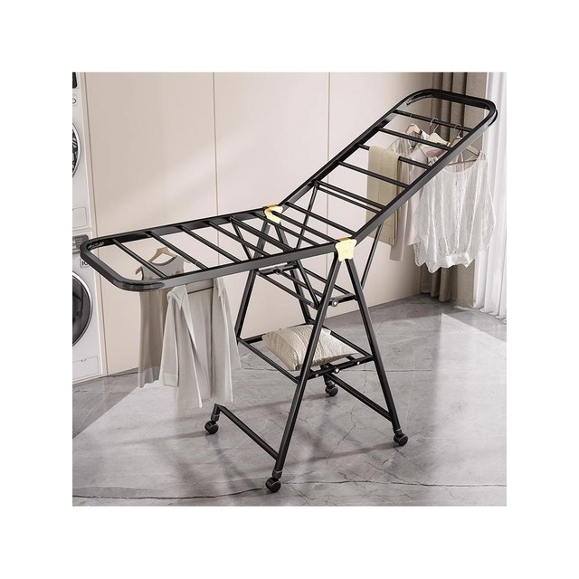 발코니 빨래 건조대, 바퀴 달린 독립형 탄소강 빨래 건조대, 이불 건조 걸이, 날개 모양 옷걸이