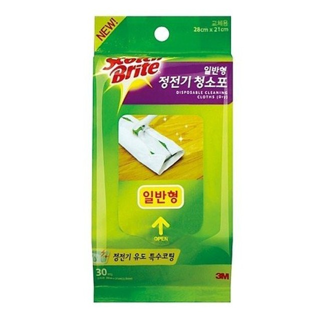 청소용품 문구사무 스카치 브라이트 정전기 청소포 리필 30매