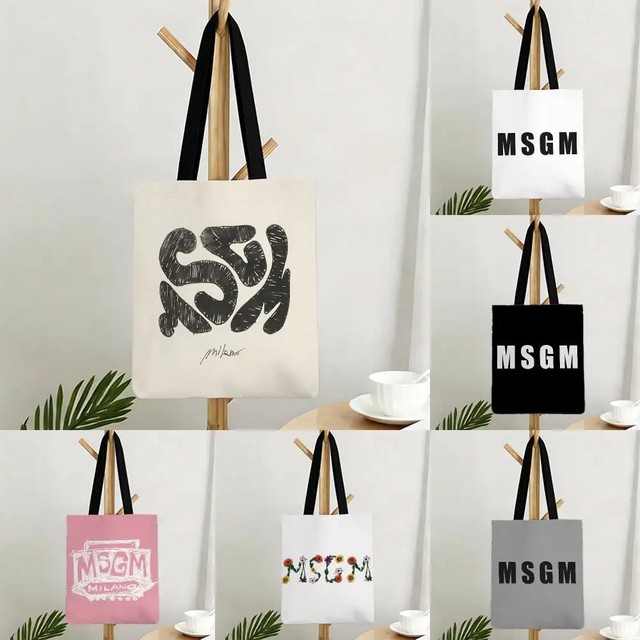 패션 스트리트웨어 M-MSGM 수납 가방 시리즈 프린트 가방 경량 숄더 데일리 쇼핑백