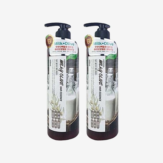 아스파시아 대용량 밀키 올리브 헤어에센스 500mL 2병