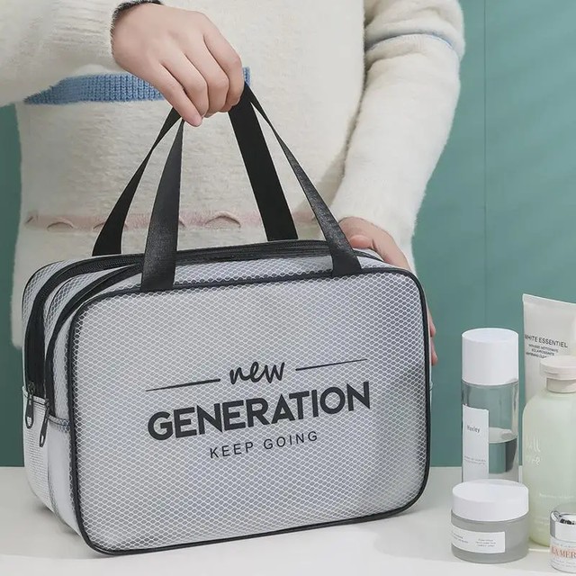 남성과 여성을 위한 투명한 방수 여행용 보관 가방 수영 목욕 용품 대용량 세면 용품 가방
