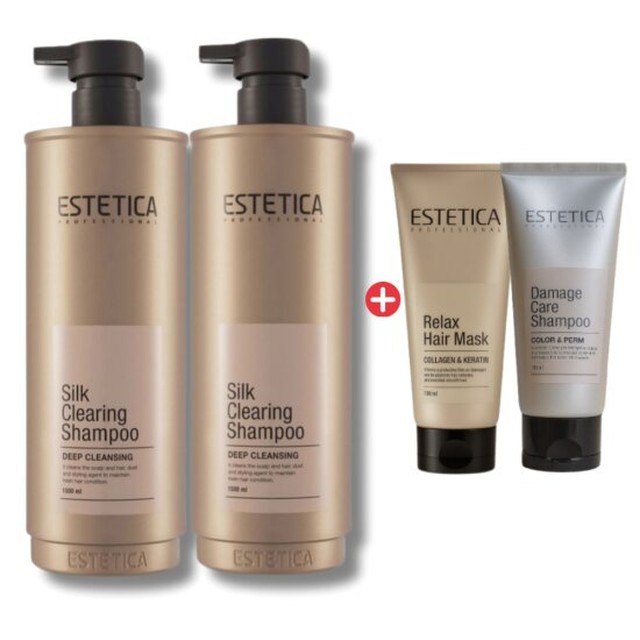 1 +1 에스테티카 실크 클리어링 샴푸 1500ml 미용실 추천 대용량 단백질 약산성 향기 냄새 좋은