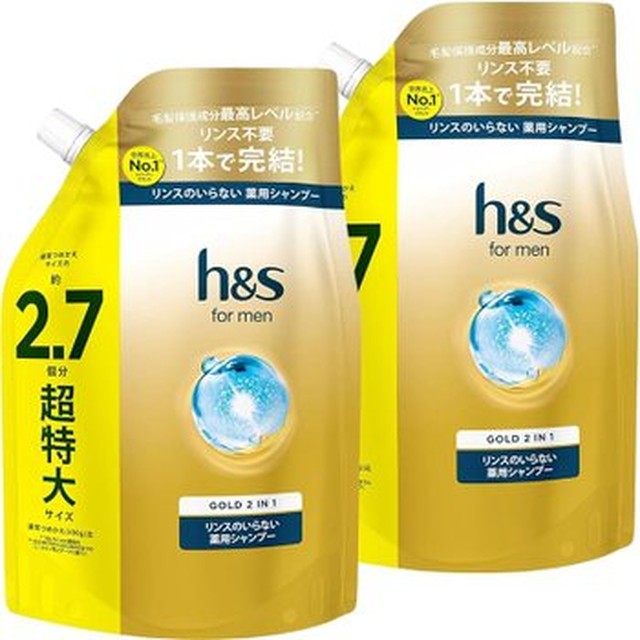 [기타] 한정 정리 구입?2개 h & s for men 린스가 필요없는 샴푸 리필 대용량