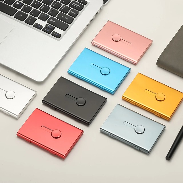 2개입 업무용 USB 카드 케이스 알루미늄 합금 은행 신용카드 ID 카드 지갑 명함 케이스 금속 박스 커버 카드 홀더