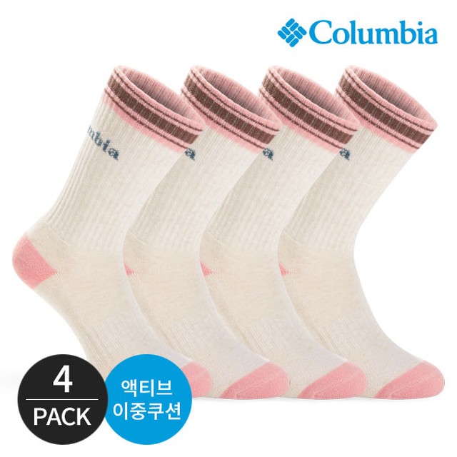컬럼비아 여성 쿠션 배색컬러 등산 장목양말 4P_IV