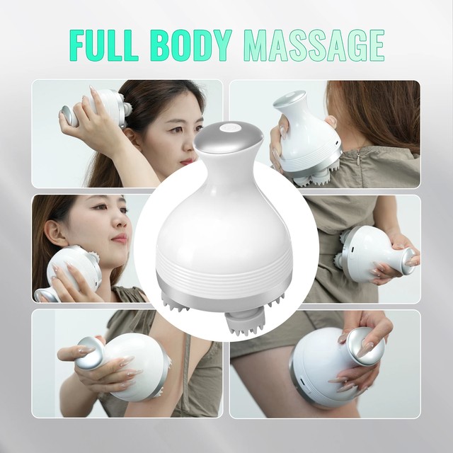 [해외] 전기 두피 마사지기 4개의 헤드가 있는 휴대용 핸드헬드 마사지기 전신용 여성 남성 마사지기 스트레스 완화