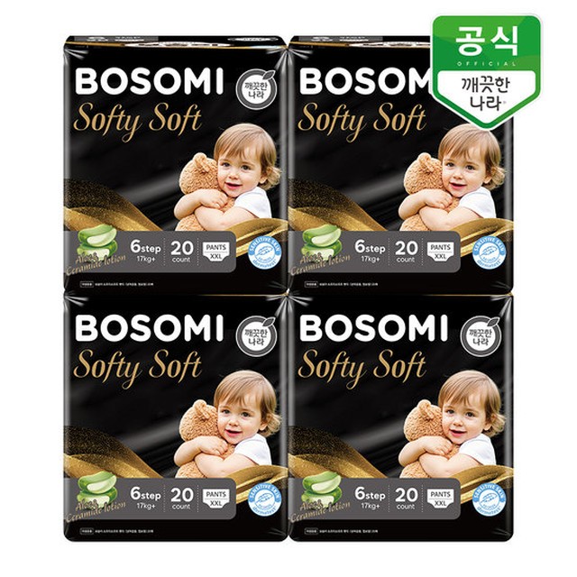 보솜이 소프티소프트 팬티 기저귀 6단계(17kg~) 점보형 20개입 X 4팩