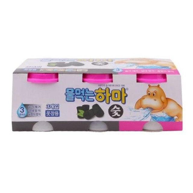 냄새먹는하마 습기제거제 물먹는 하마 숯 3개입 이불장 신발장 옷장