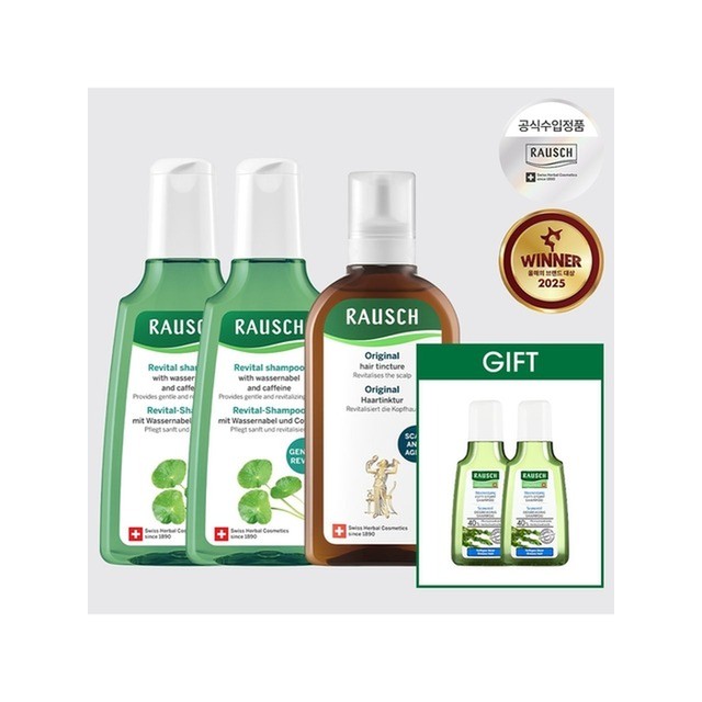 라우쉬 라우쉬 카페인 샴푸 200ml 듀오 + 팅크처 토닉 200ml + GIFT 헤어케어 샴푸 린스