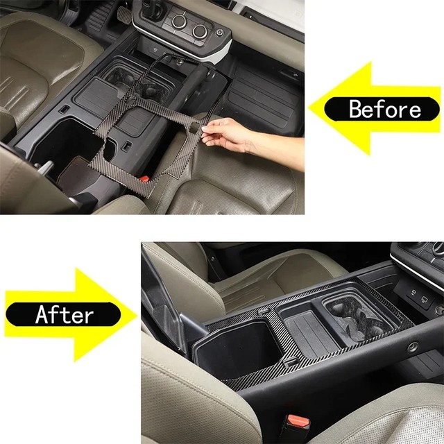 Land Rover Defender 110 2020-2024 소프트 탄소 섬유 자동차 중앙 스토리지 패널 프레임 장식 스티커 인테리어 액세서리