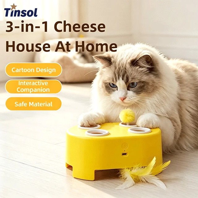 TINSOL 3-in-1 전기 고양이 장난감, 긁힘 방지 재미있는 인터랙티브 반려동물 장치, 고양이를 위한 실내 엔터테인먼트 장난감