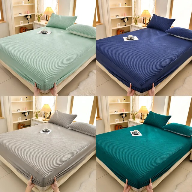 1pc 부드럽고 편안한 방수 매트리스 커버 3겹 매트리스 보호대, 단색 침구 장착 시트