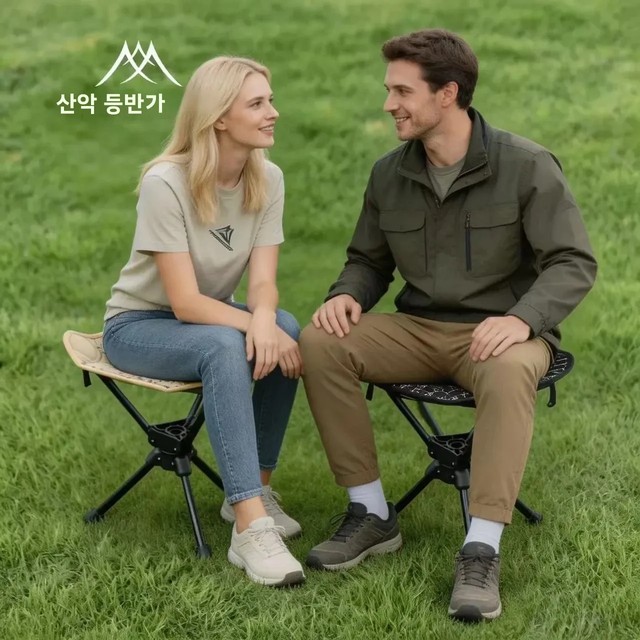 마운틴하이커 뉴 360 ° 회전식, 초경량 휴대용 접이식 의자, 소형 야외 캠핑 의자, 피크닉, 낚시, 캠핑 의자