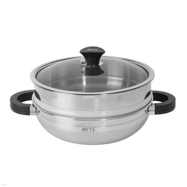 퀸센스 아띠 통3중 인덕션 스텐냄비 파티웍찜 28cm