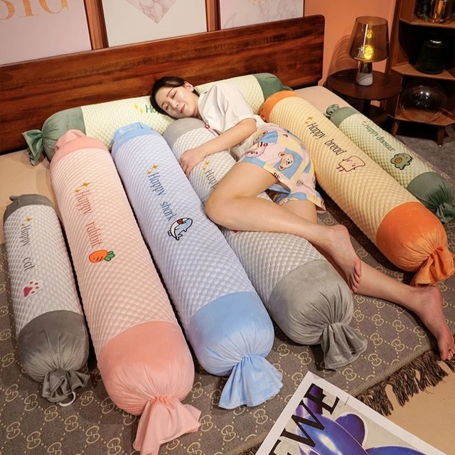 아이스 콜드 롱 필로우 여성용 원통형 바디필로우, 옆으로 자는 사람들을 위한 다리 및 허리 지지 쿠션 베드 필로우