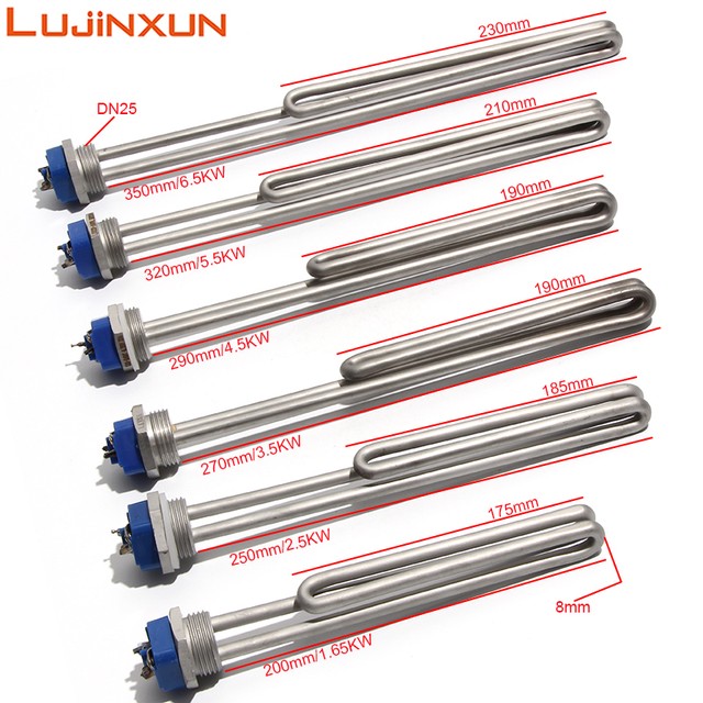 Lujinxun NPT 모든 304 스테인리스 스틸 브루어 히터 요소, 밀도 관형 요소, 침수 가열 튜브, AC120 V 220 ~ 240V 380V, 1 인치