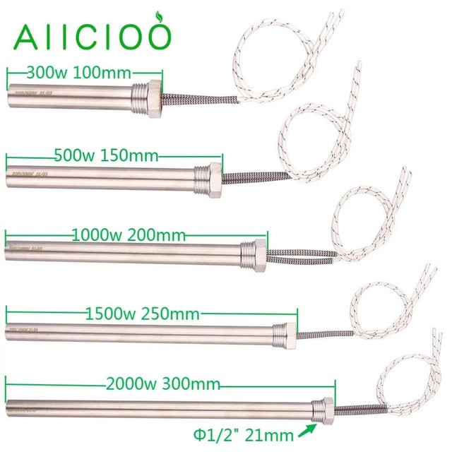 1 2 스레드 220v 카트리지 가열 요소 DN15 (21mm) SUS304 물용 침수 전기 히터 300w 500w 1000w 1500w 2000w