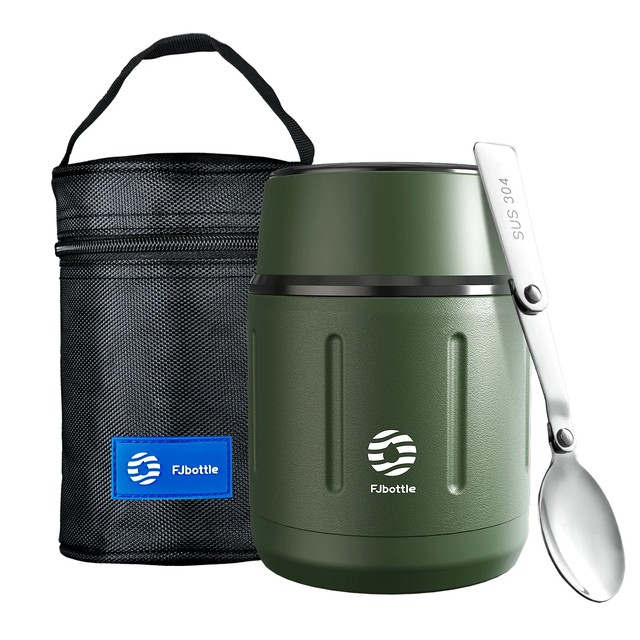 Fjbottle 500ml 음식 보온병, 316 스테인리스 스틸 진공 단열 식품 용기(스푼 포함) 어린이 도시락