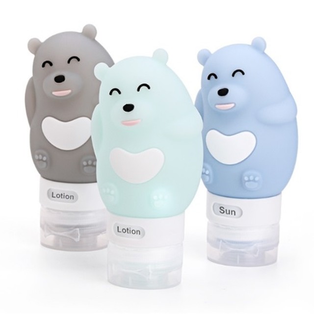 곰돌이 여행용 실리콘 공병 3color [화장품 샴푸 린스 로션 소분 리필 통 용기]