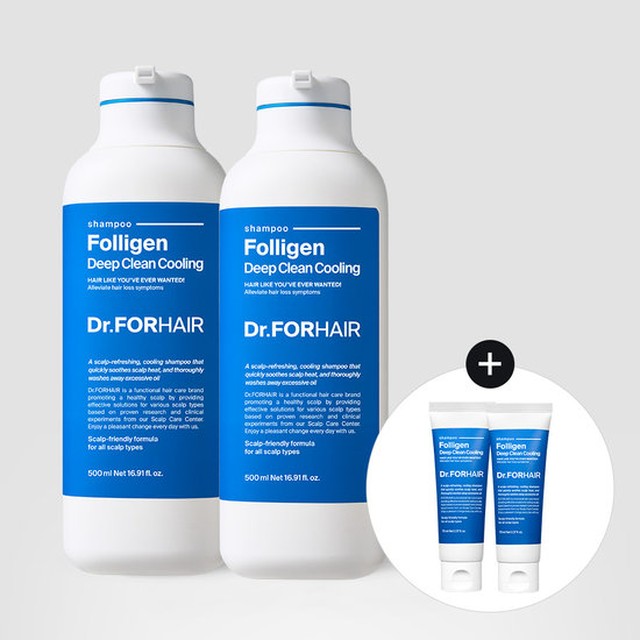 [닥터포헤어] 두피쿨링 탈모증상완화 딥 클린 쿨링 샴푸 500mlx2 (+샴푸 70mlx2)(정가 56,000원)