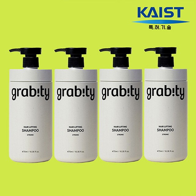 [카이스트 특허 탈모샴푸] 그래비티 헤어리프팅 스트롱 샴푸 475ml*4 탈모완화 볼륨 폴리페놀 샴푸