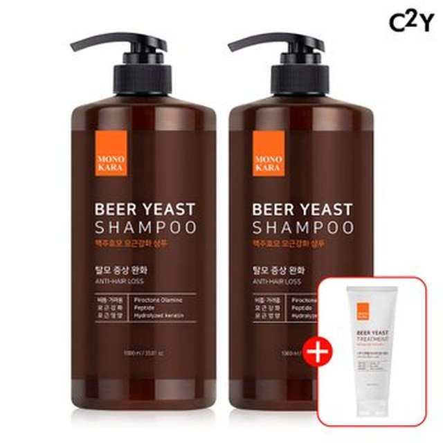 [C2Y] 모노카라 탈모 증상 완화 맥주효모 샴푸 1000ml 2개 두피 저자극[이마트몰]