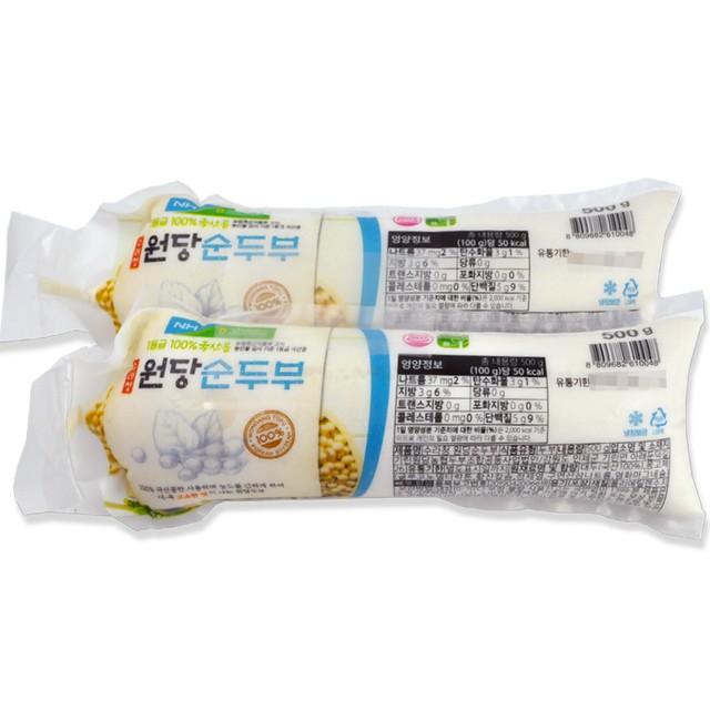 1등급 100% 국산콩 수라청 원당 순두부 1kg(500g x 2개)