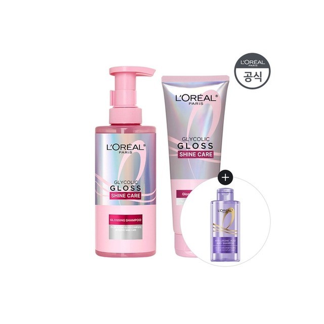 로레알파리 로레알파리 [ ]글라이콜릭 글로스 샴푸 440ml + 글라이콜릭 글로스 반사판 헤어팩 200ml HA샴푸미니 80ml 헤어케어 기타헤어케어