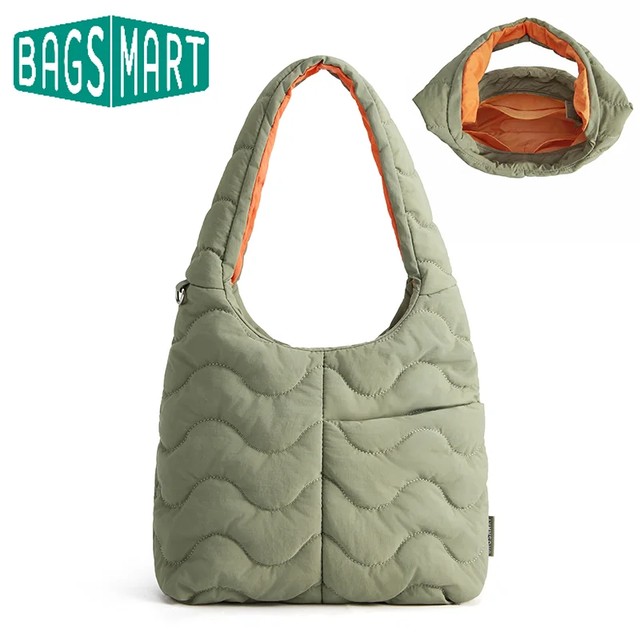 BAGSMART 여성용 숄더백 멀티 포켓 레이디 여행용 쇼퍼 백 여성용 지갑 캐주얼 나일론 호보 크로스바디 백