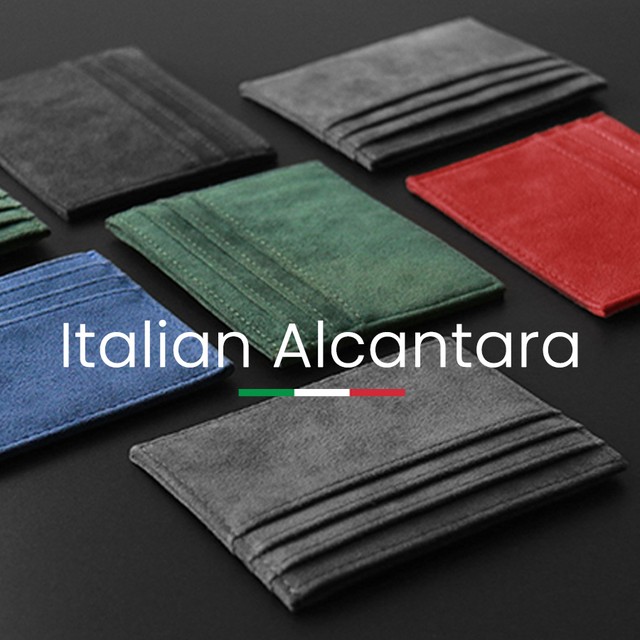 ALCANTARA 남녀공용 카드 홀더, 인조 가죽, 슬림 카드 지갑, 소형, 얇은 카드 패키지, 럭셔리 모피 턴