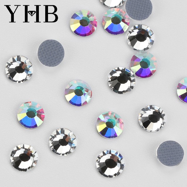 YHB 고품질 컬러 크리스탈 AB 플랫 백 핫픽스 라인 석 신발 가방 패브릭 의류 장식 DiY 쥬얼리 액세서리