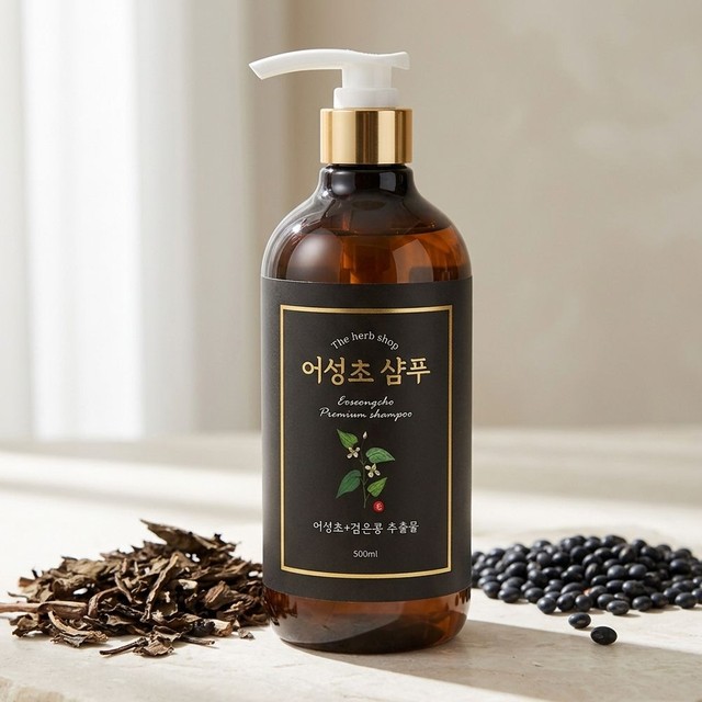 더허브샵 어성초 샴푸 500ml 두피 영양 보습 모발 강화 페퍼민트 쿨 중성 지루성 개운한