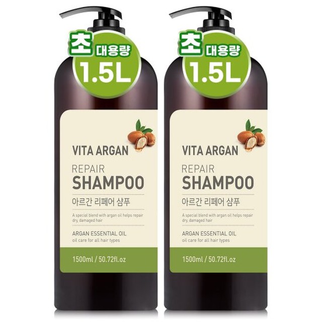 비타아르간 손상모 케어 대용량 샴푸(약산성) / 린스 1500ml 2개