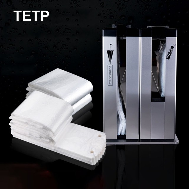 TETP-투명 일회용 우산 가방, 100 개, 두꺼운 호텔 쇼핑몰 병원, 긴 짧은 우산 커버, 비닐 봉투