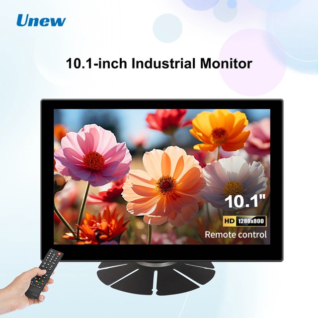 10.1인치 모니터 FHD 1280X800 산업용 디스플레이 (사무실, 가정 모니터링용) VAG HDMI BNC DVI 지원, 스탠드 스피커 포함