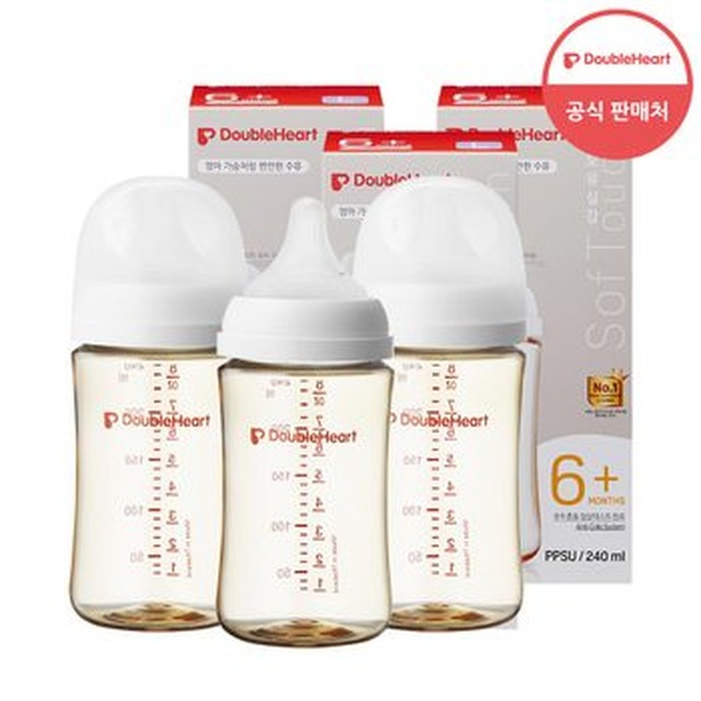 3세대 240ml 베이직 싱글 젖병 3개 (젖꼭지M L 3개)