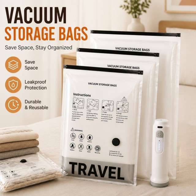 13개 진공 압축 보관 백 세트(전기 에어 펌프 포함) 가정용 방습 포장 백 여행용 가정 옷장 기숙사용