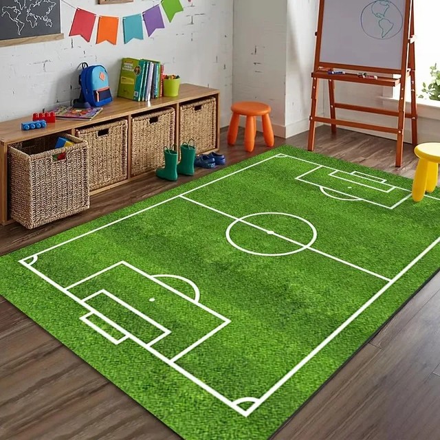 스포츠 테마 레이싱 트랙 농구 코트 축구장 카펫 어린이 놀이 매트 홈 데코 논슬립 바닥 매트 침실용 러그