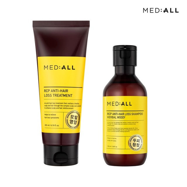 메디올 두피 청정 단백질 모발 손상 케어 트리트먼트 200ml+샴푸 100ml 우디허발향