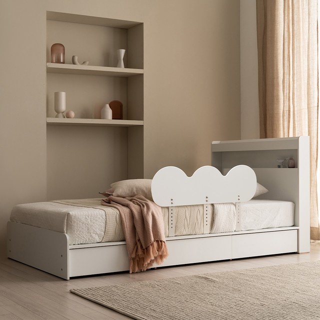 젠티스 국산 어린이 침대안전가드 낙상방지 침대가드 구름 90cm 일반 고급 브라켓 - 화이트(일반 최대42.5cm)