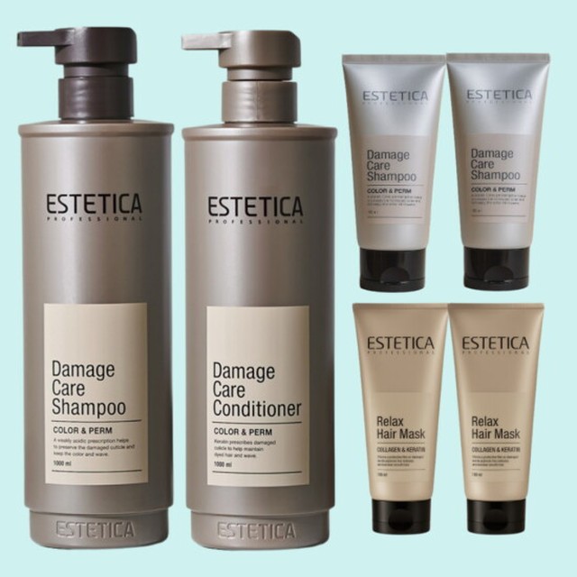 1+1 에스테티카 데미지 케어 샴푸 컨디셔너 1000ml 대용량 미용실 린스 단백질 약산성 저자극